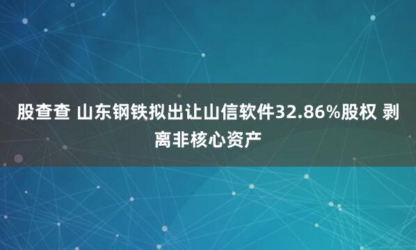 股查查 山东钢铁拟出让山信软件32.86%股权 剥离非核心资产